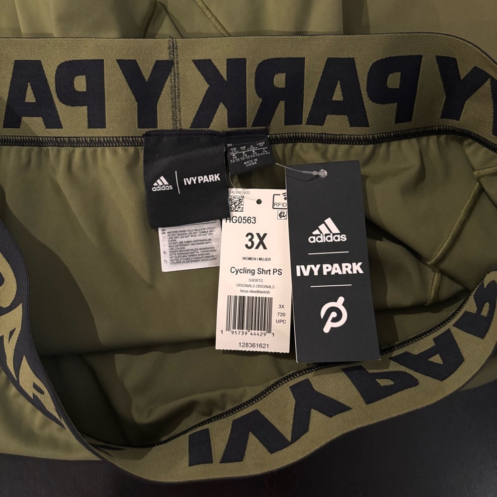NWT Adidas IVY PARK Peloton Cycling Shorts 3X Focus Olive/Black - Picture 7 of 10